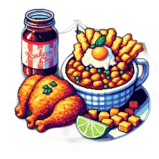 food, robot, pixel art, concept art transparent PNG cut-out