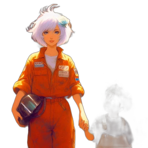 staff, robot, jacket, hair transparent PNG cut-out