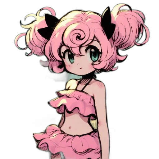 creature, dress, staff, hair transparent PNG cut-out