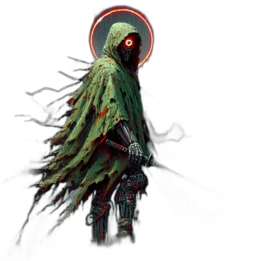 creature, staff, jacket, robot transparent PNG cut-out