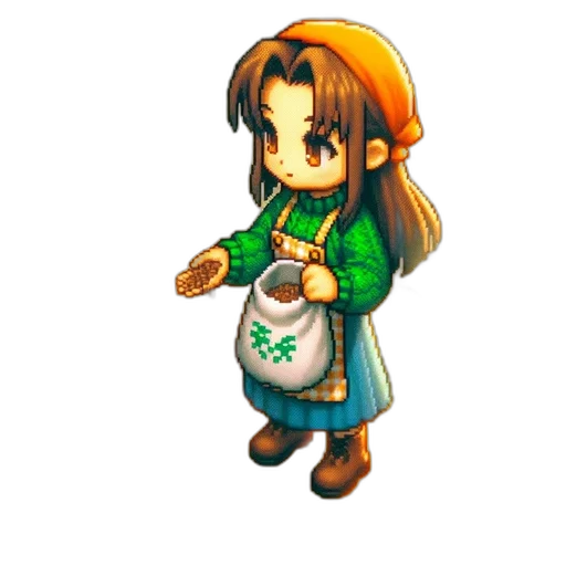 staff, food, dress, pixel art transparent PNG cut-out