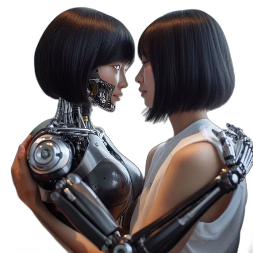 robot, cyberpunk, concept art, intimate transparent PNG cut-out