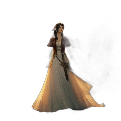 dress, staff, sword, jewelry transparent PNG cut-out