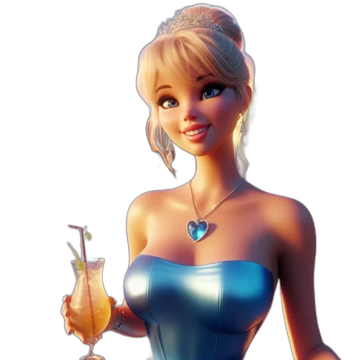 dress, jewelry, staff, 3d render transparent PNG cut-out