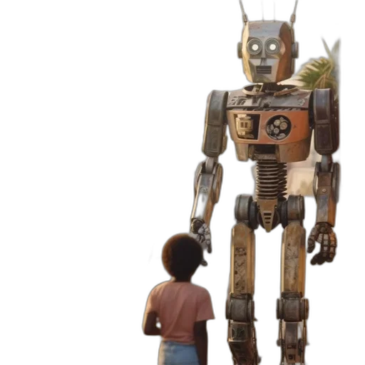 robot, concept art, 3d render, outer space transparent PNG cut-out