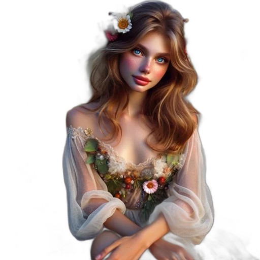 dress, jewelry, crown, fantasy art transparent PNG cut-out