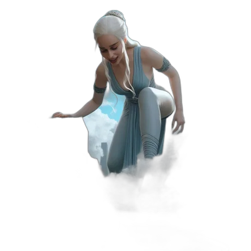 dragon, dress, creature, staff transparent PNG cut-out