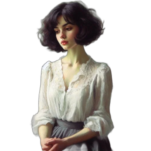 dress, face, staff, jewelry transparent PNG cut-out