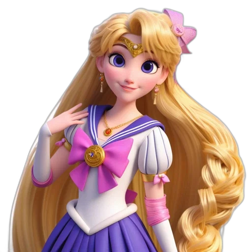dress, crown, staff, hair transparent PNG cut-out