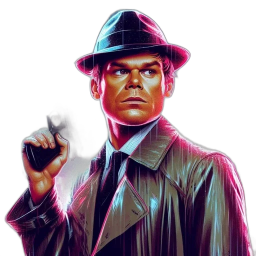 jacket, hat, face, comic book art transparent PNG cut-out