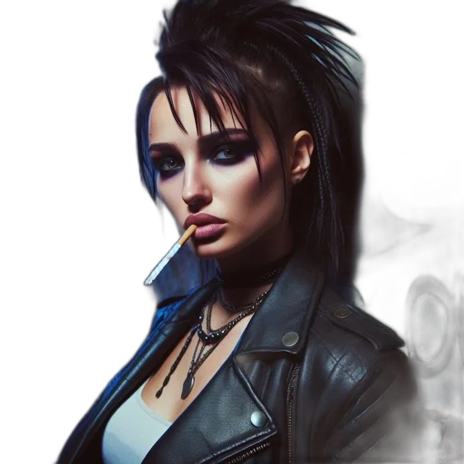 jacket, face, photorealistic, cyberpunk transparent PNG cut-out