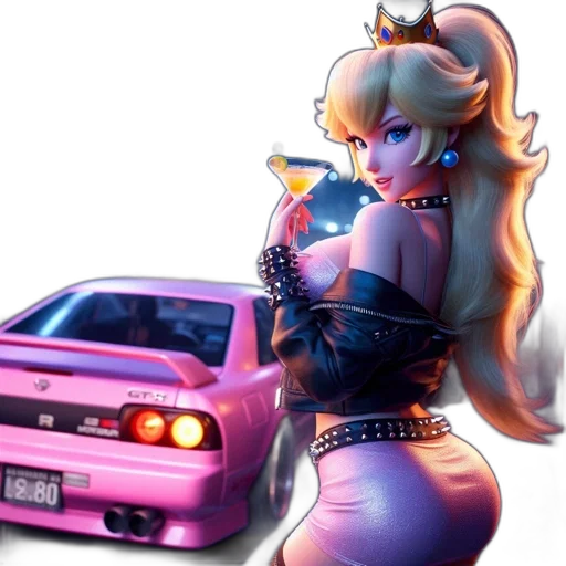 car, weapon, dress, vaporwave transparent PNG cut-out