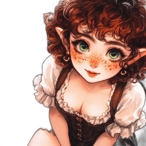dress, face, watercolor, fantasy art transparent PNG cut-out