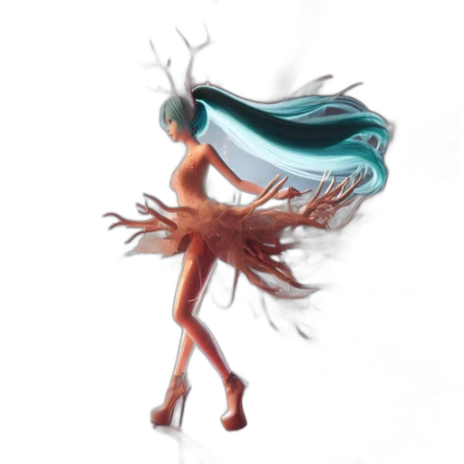 hair, dress, creature, staff transparent PNG cut-out