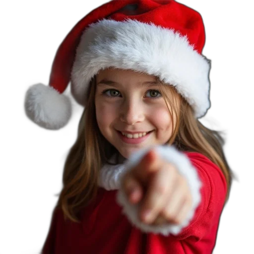 young, girl, santa, hat transparent PNG cut-out