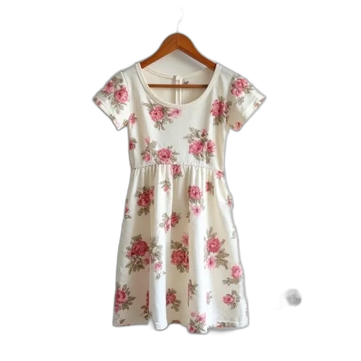 dress, white, floral, pattern transparent PNG cut-out