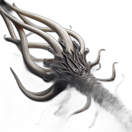 hair, creature, staff, dragon transparent PNG cut-out