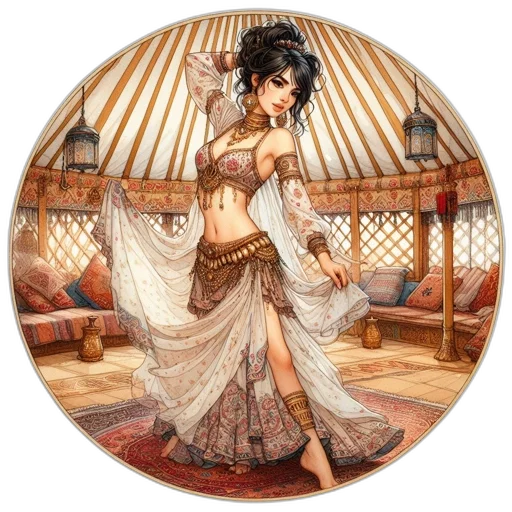 dress, fantasy art, concept art, comic book art transparent PNG cut-out