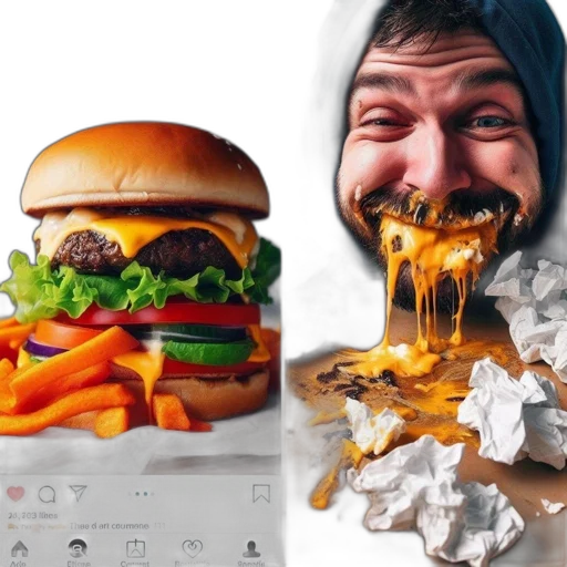 food, face, photorealistic, 3d render transparent PNG cut-out