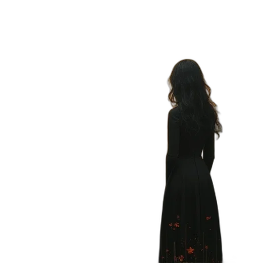 dress, staff, jacket, hair transparent PNG cut-out