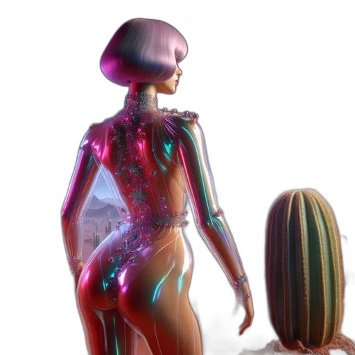 robot, dress, jewelry, cyberpunk transparent PNG cut-out