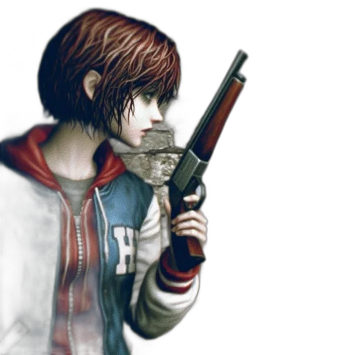 weapon, jacket, staff, face transparent PNG cut-out