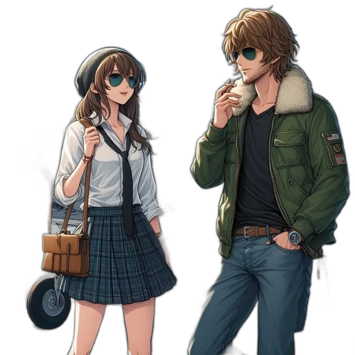 jacket, concept art, anime, pixel art transparent PNG cut-out
