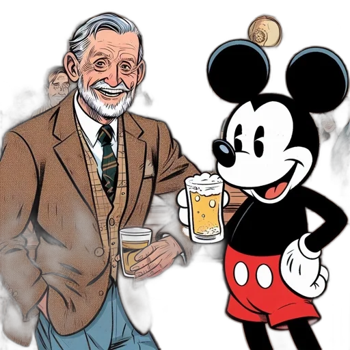cartoon, concept art, comic book art, elderly transparent PNG cut-out