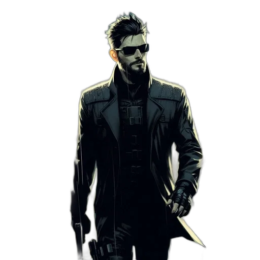 jacket, staff, concept art, comic book art transparent PNG cut-out