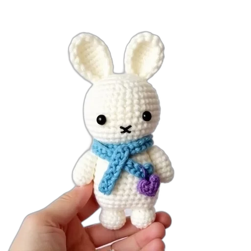 pixel art, white, crochet, rabbit transparent PNG cut-out