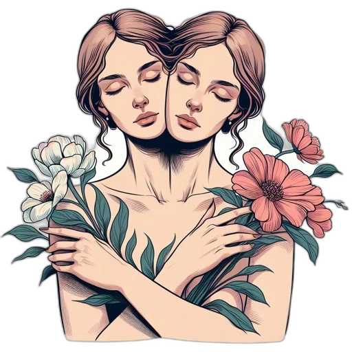 flower, face, watercolor, photorealistic transparent PNG cut-out