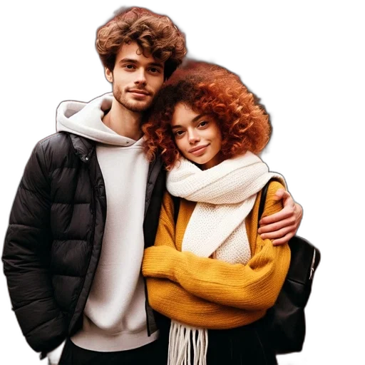 jacket, hat, hair, jewelry transparent PNG cut-out