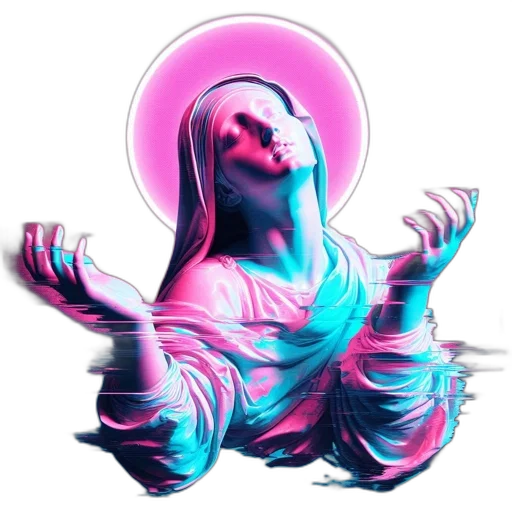 creature, face, dress, vaporwave transparent PNG cut-out