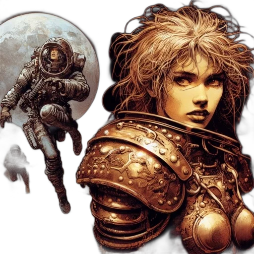 face, concept art, fantasy art, comic book art transparent PNG cut-out