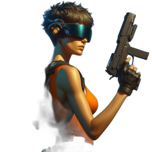 weapon, staff, robot, cyberpunk transparent PNG cut-out