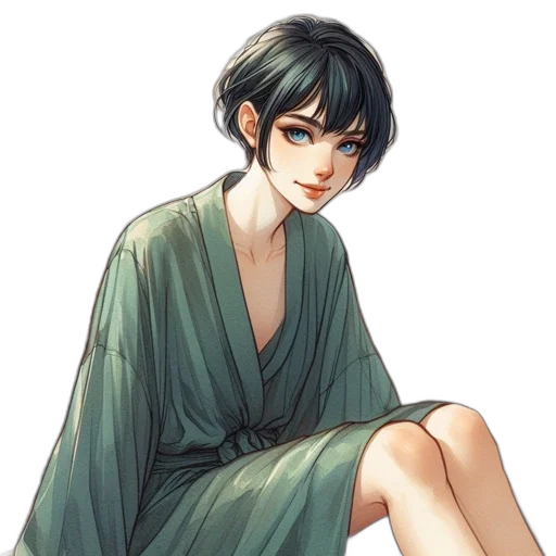 dress, face, concept art, watercolor transparent PNG cut-out