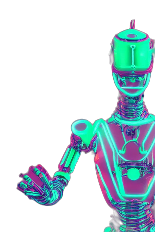 robot, vaporwave, 3d render, cyberpunk transparent PNG cut-out