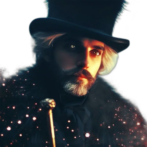 hat, staff, face, concept art transparent PNG cut-out