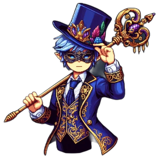 staff, weapon, hat, pixel art transparent PNG cut-out