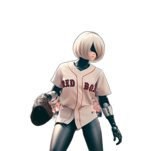 jacket, robot, weapon, staff transparent PNG cut-out