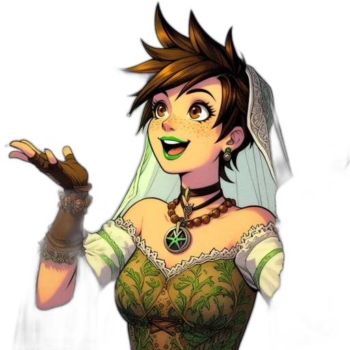 dress, jewelry, staff, concept art transparent PNG cut-out