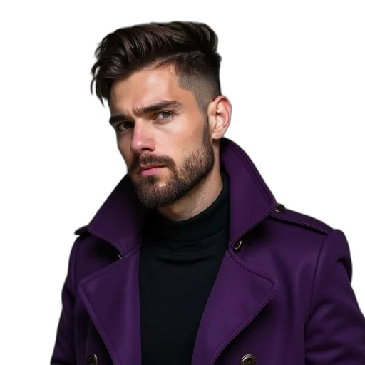 jacket, staff, hair, face transparent PNG cut-out
