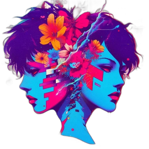crown, flower, face, fantasy art transparent PNG cut-out