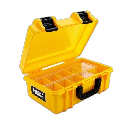 yellow, plastic, toolbox, black transparent PNG cut-out