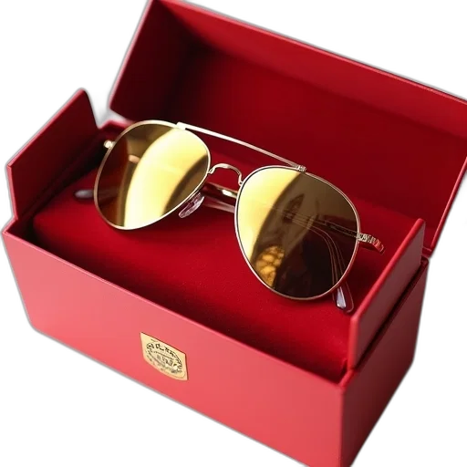 pair, gold-colored, sunglasses, reflective transparent PNG cut-out