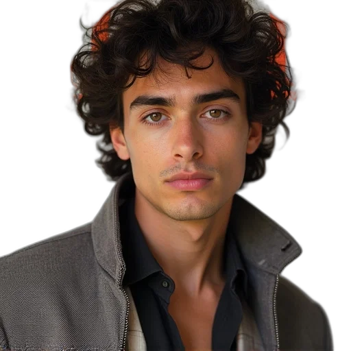 face, jacket, hair, staff transparent PNG cut-out