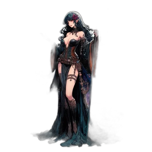 dress, staff, concept art, fantasy art transparent PNG cut-out