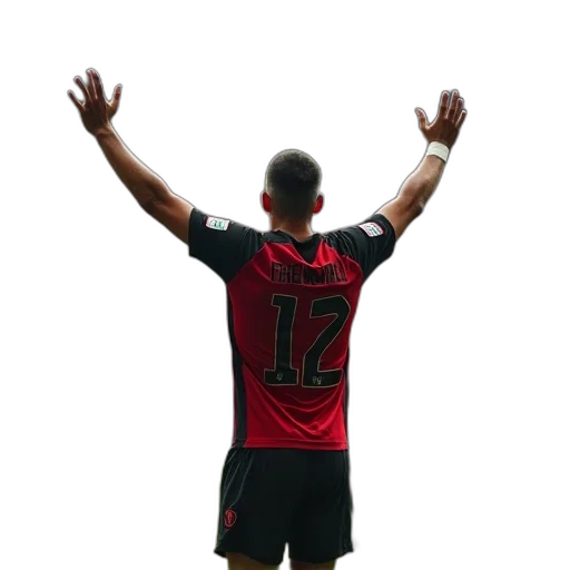 soccer, player, red, black transparent PNG cut-out