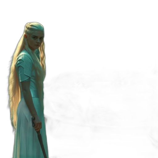 dragon, dress, staff, sword transparent PNG cut-out