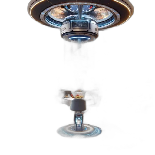 3d render, futuristic, room, circular transparent PNG cut-out
